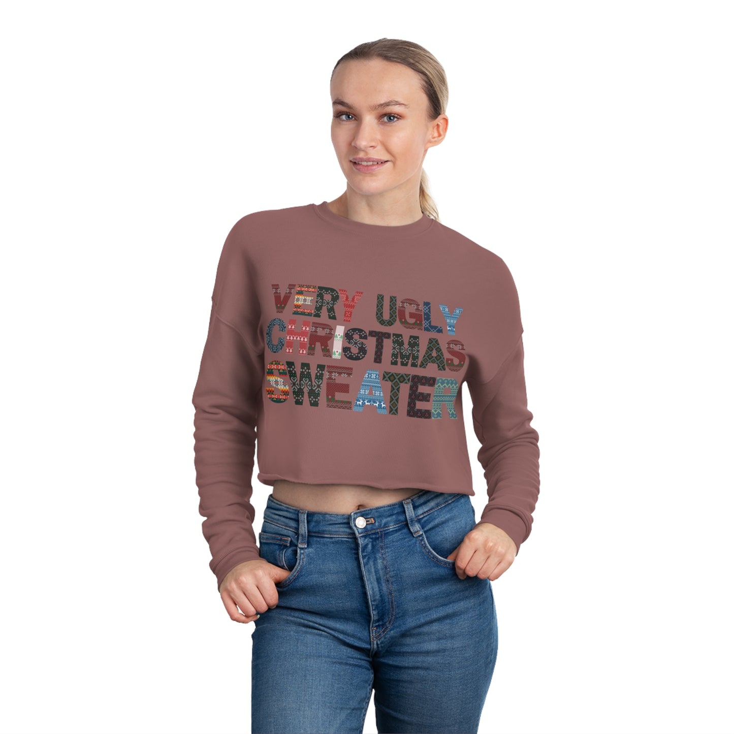 Women's Cropped Very Ugly Christmas Sweater