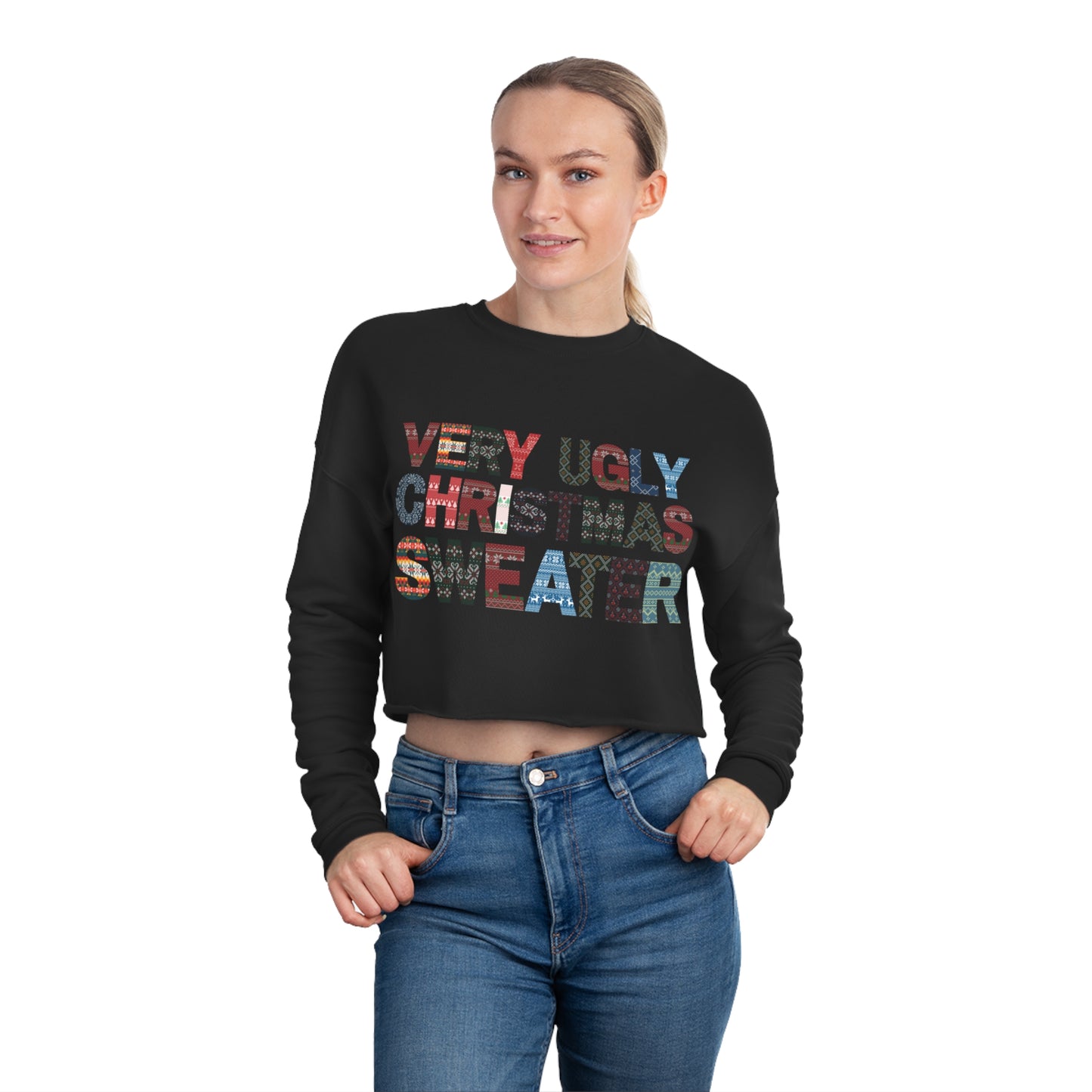 Women's Cropped Very Ugly Christmas Sweater