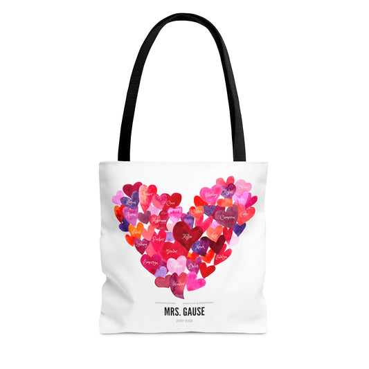 Personalized Hearts Teacher's Tote Bag