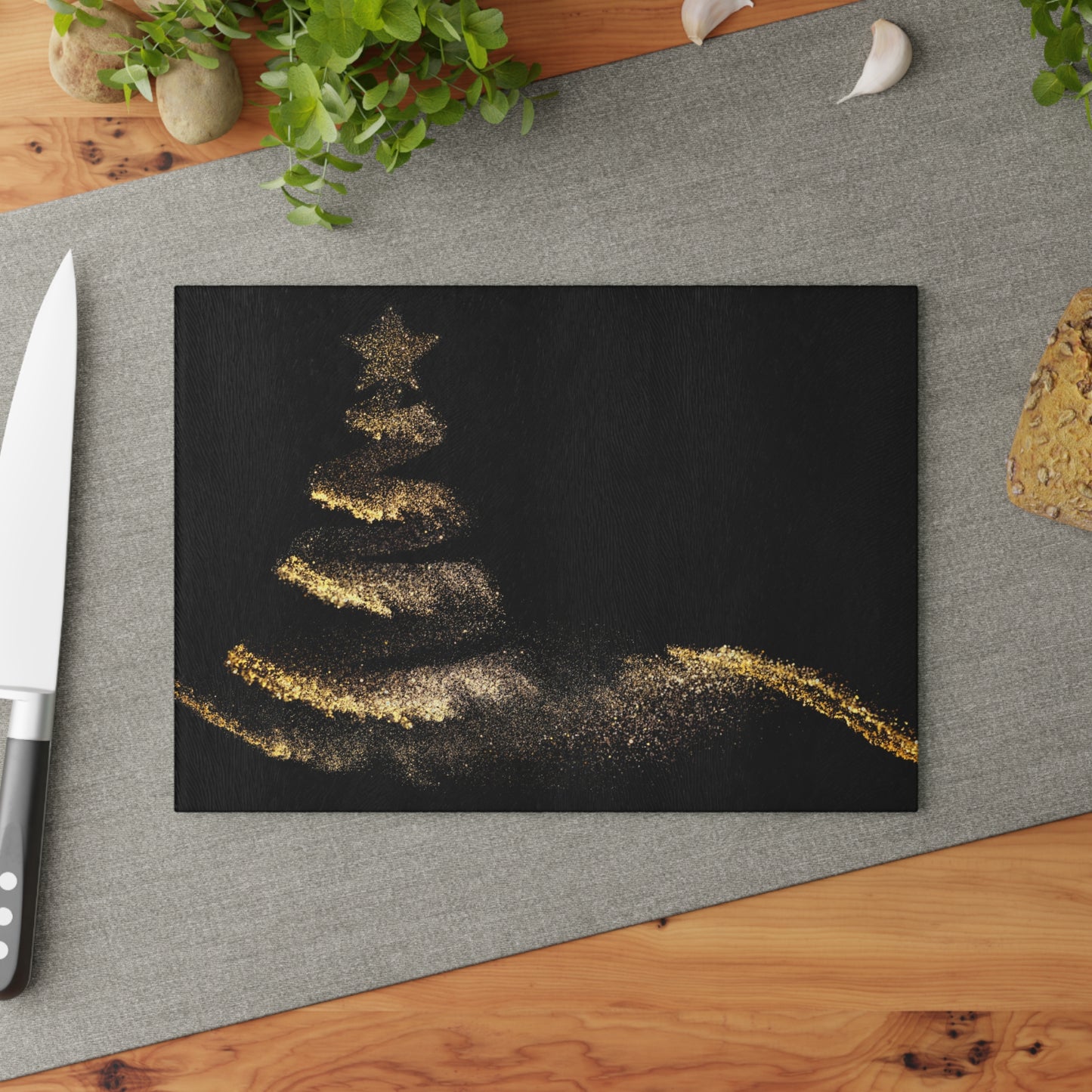 Black & Gold Christmas Tree Serving Board