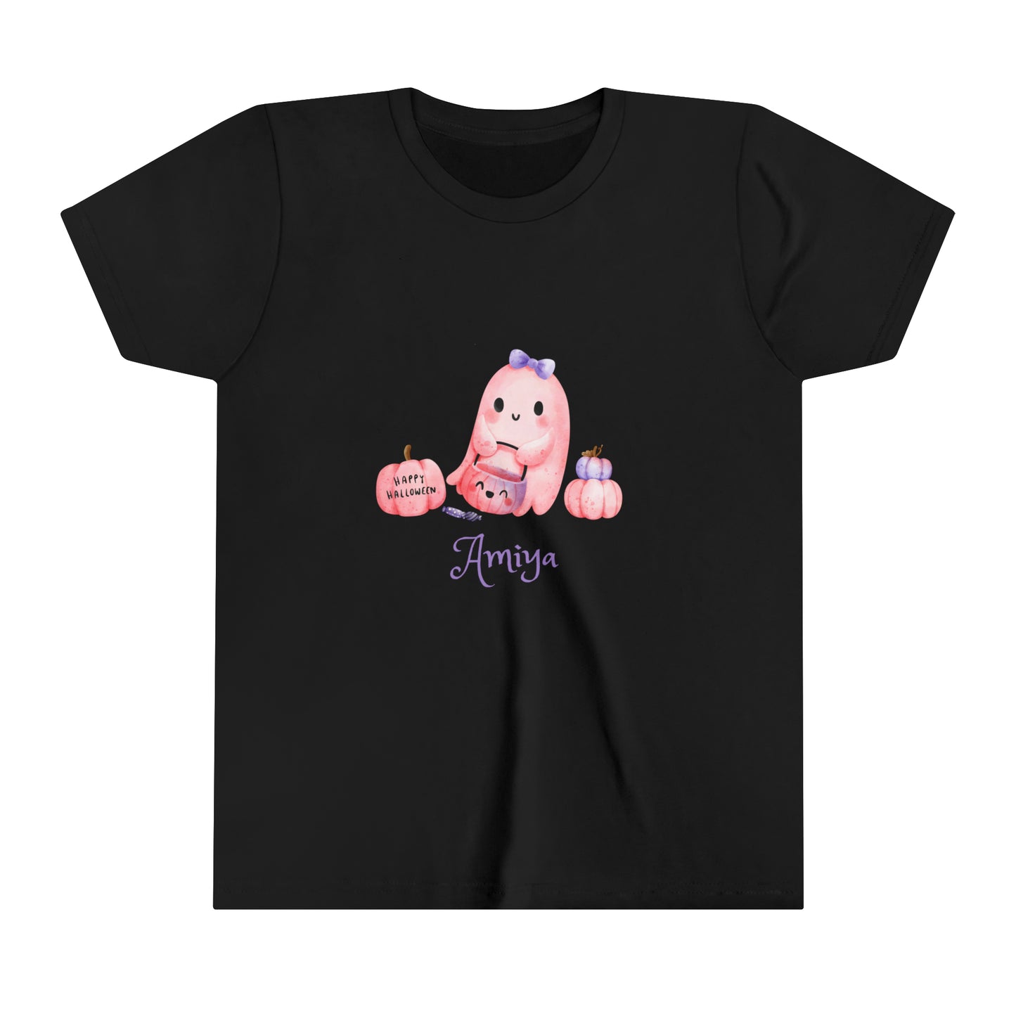 Personalized Youth Cute Pink & Purple Ghost Halloween Shirt
