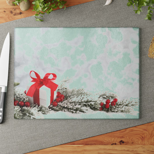 White Present Christmas Serving Board