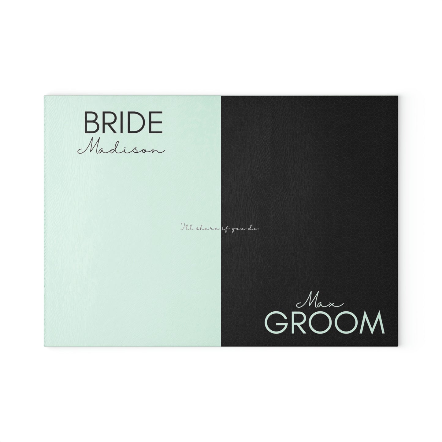 Let's Share— Personalized Bride & Groom Glass Serving Board